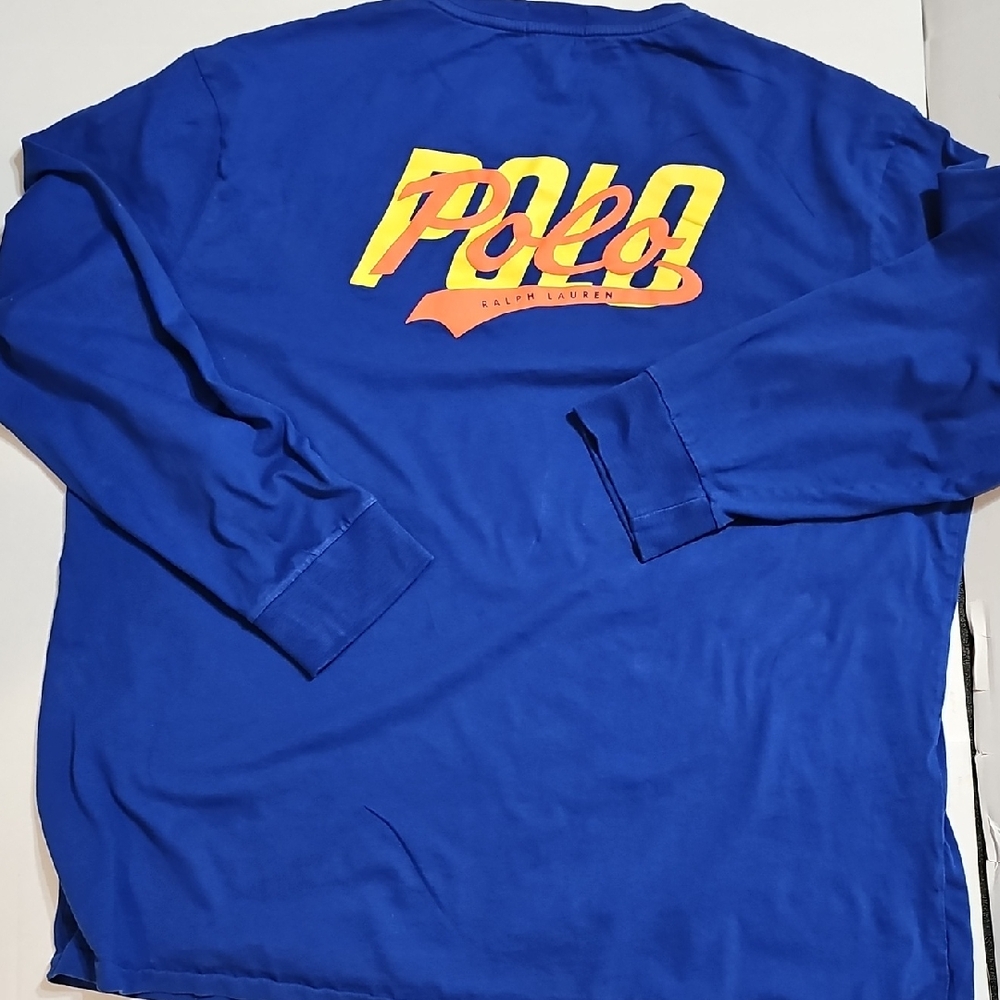 Ralph Lauren Polo Mens Long Sleeve T Shirt XL Blue Cotton Casual Gym